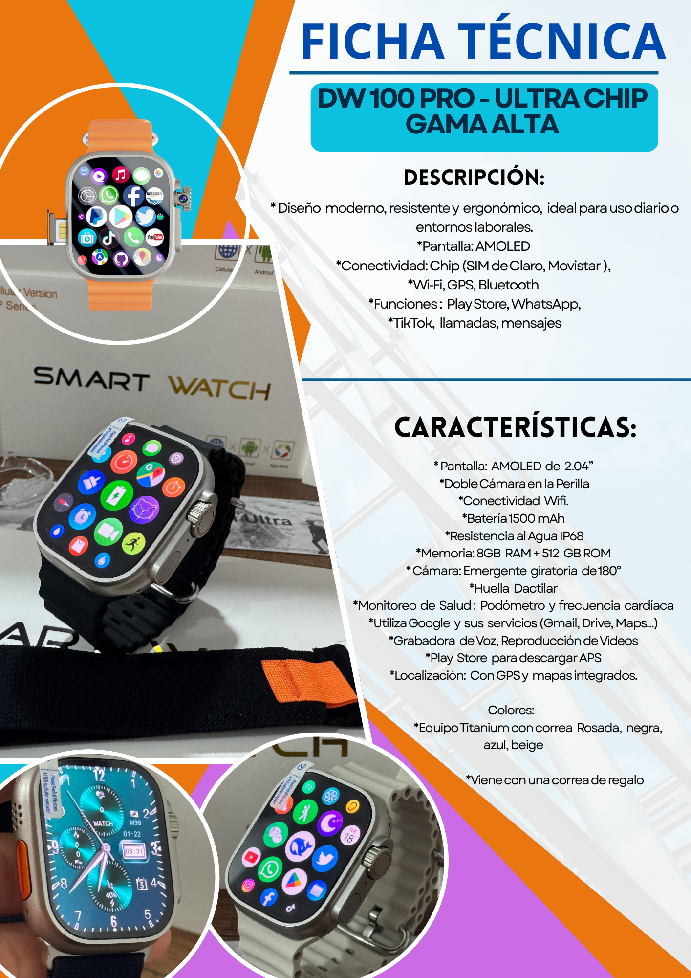 🤩⌚DW 100 PRO - ULTRA CHIP- GAMA ALTA🎁🔥